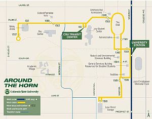 Around the Horn shuttle makes 14 stops across the CSU campus.