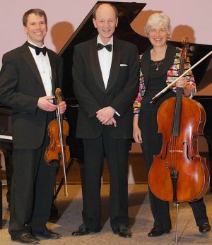 The Mendelssohn Trio, left to right: Erik Peterson, Violin, Theodor Lichtmann, Piano, and Barbara Thiem, Cello.