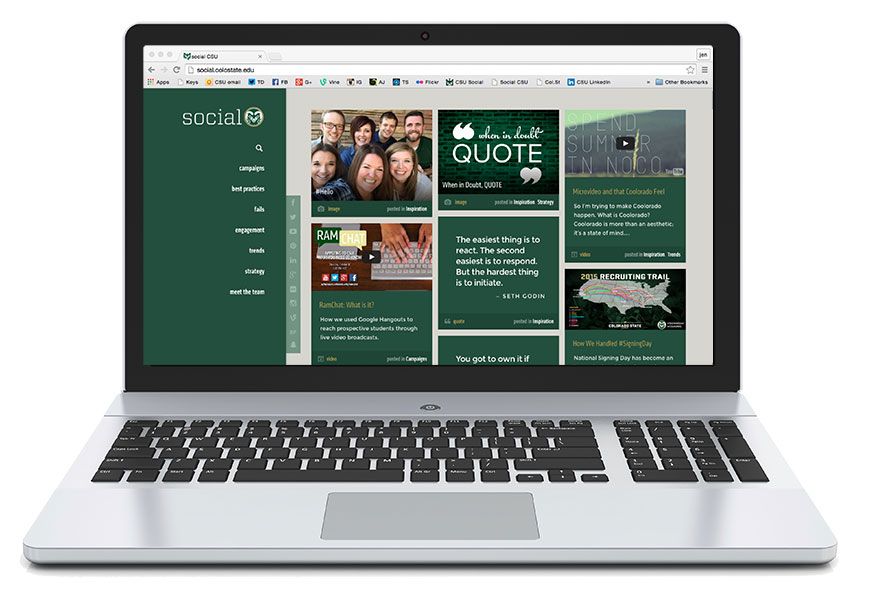 Laptop, screen showing screenshot of Social the blog