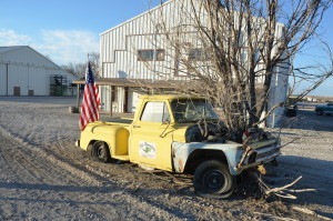 A symbol of the community's growth: A truck sporting an American flag on the west side of Fort Morgan. (Click to enlarge.)