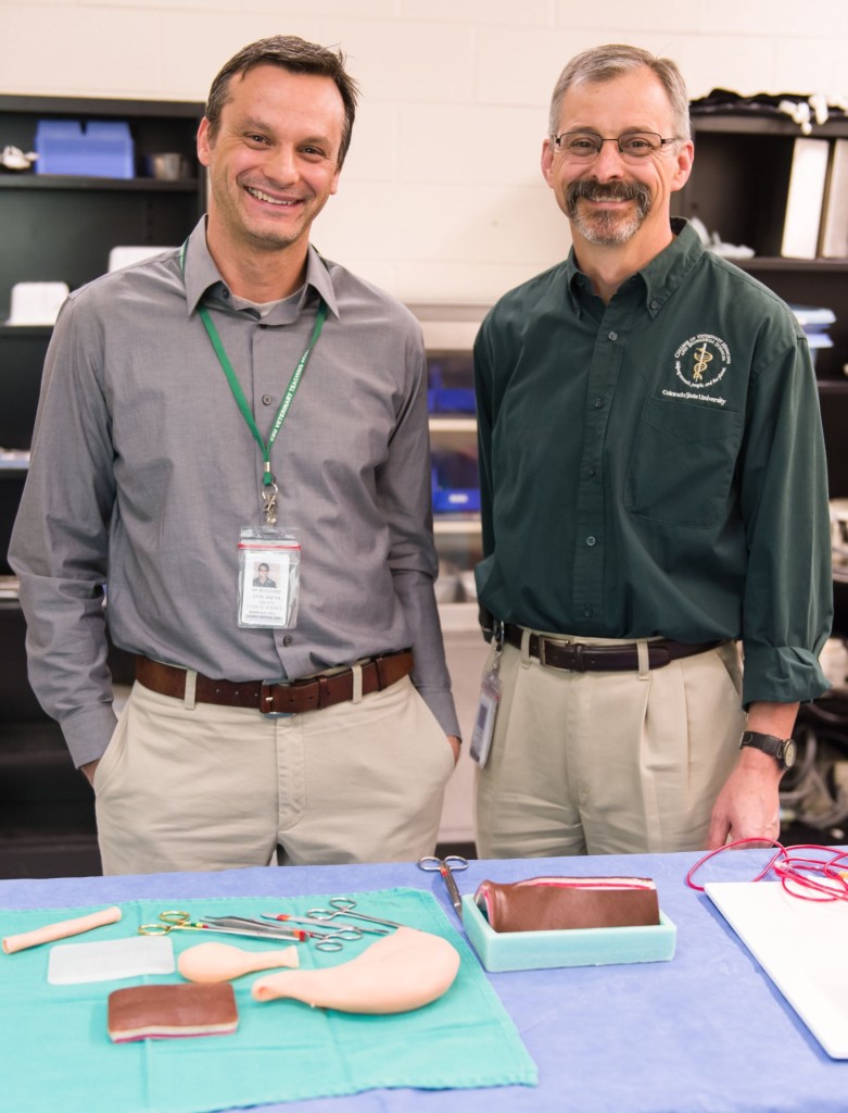 Colorado State University's Fausto Bellezzo and Dean Hendrickson created a line of artificial tissues, some of which bleed, to better train veterinary students in surgery and suture techniques and founded the spin off company SurgiReal.