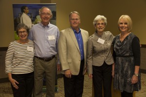 The 2015 Legacies honorees with CHHS Dean Jeff McCubbin. From left are Linda Carlson, Grant Sherwood, McCubbin, Marie Macy, and Janell Prussman.