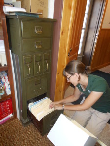 Head archivist of the CSU Libraries Water Resources Archive Patty Rettig at work.