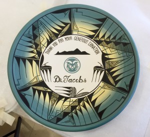 Jacobs received this piece of pottery from the tribe as a symbol of its gratitude. 