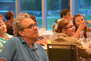 One Health Initiative Director Bruno Sobral listens to a presentation at a recent workshop on food systems.