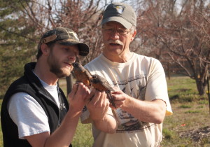 CSU researcher Luke George with Jeff Birek at the Bird Conservancy of the Rockies