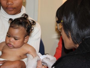 The first infant vaccinated in the 2013 clinical trial led by Dr. Helen McShane. Photo courtesy of the South African Tuberculosis Vaccine Initiative.