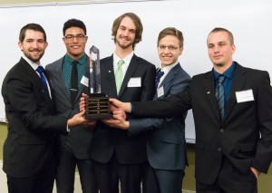 A team of Colorado State University students win first place in the 2015 ICSC Real Estate Competition, November 6, 2015, hosted by Colorado State University College of Business' Everitt Real Estate Center.