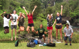 Students jump for joy during the ESS field course in Hawaii