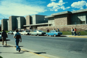 A view of the east entrance area of the Chemistry building recently after it was constructed in the early 1970s. Credit, University Historic Photograph Collection, Colorado State University.