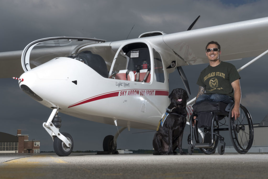 Bernard Dime earned his pilot’s license this summer through Able Flight, a non-profit that helps people with disabilities become pilots. (Photo by AJ Mast)