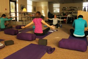 Stacey Nichols leads a yoga class