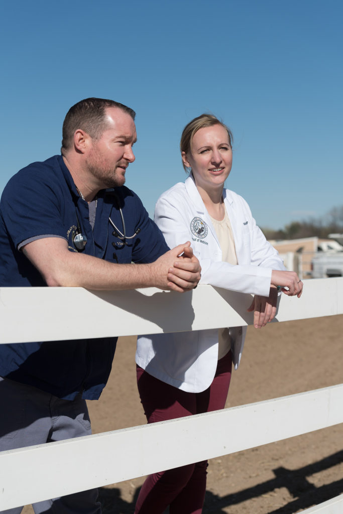 Colorado State University Veterinary student Ray Vincent and University of Colorado medical student Mandi Ellgen share ideas on working in rural communities, April 5, 2017 during an inaugural meeting of a partnership with the CU School of Medicine Rural Track Program and CSU's USDA Veterinary Services Grant Program. The students discussed One Health, rural medicine, and future collaborative exchanges between the DVM and MD programs.