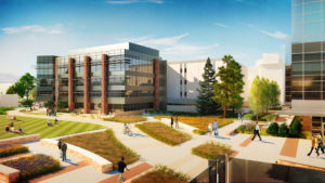 artist's rendering in color of the new Health Education Outreach Center at CSU