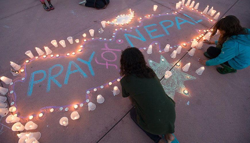 The Nepali Student Association and the CSU Community join for a candlelight vigil on the Plaza in honor and memory of the victims affected by the earthquake in Nepal. April 28, 2015