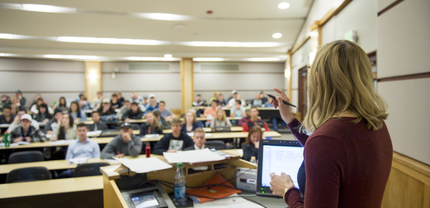 Karen Gebhardt, Assistant Professor in the Economics department in the College of Liberal Arts at Colorado State University teaching, March 09, 2015.