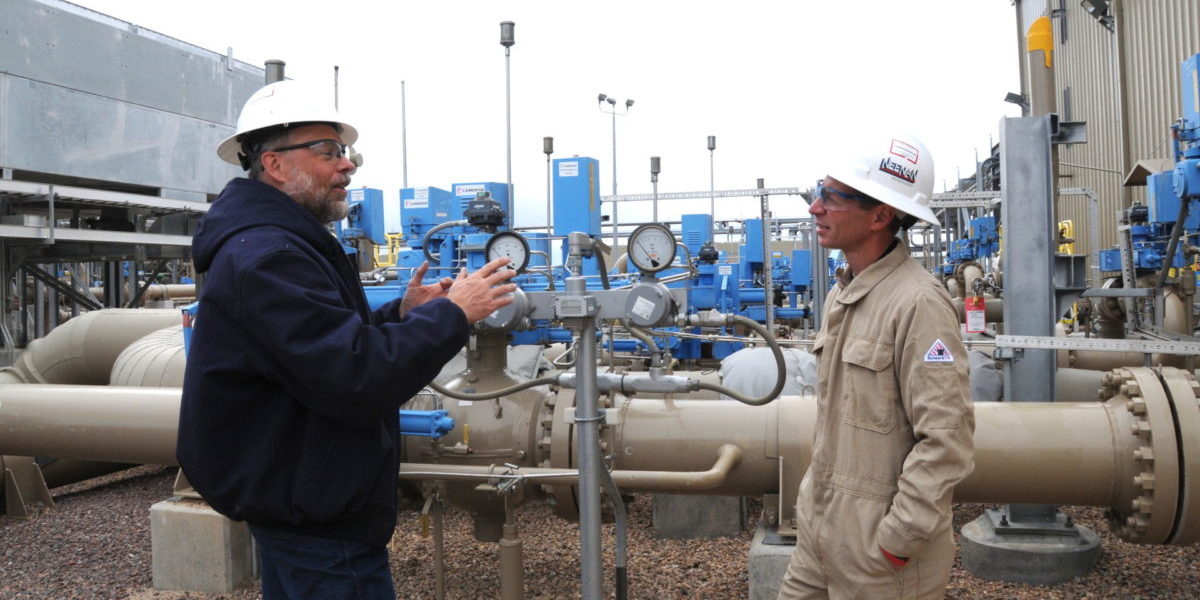 Dan Zimmerle and Anthony Marchese at natural gas site