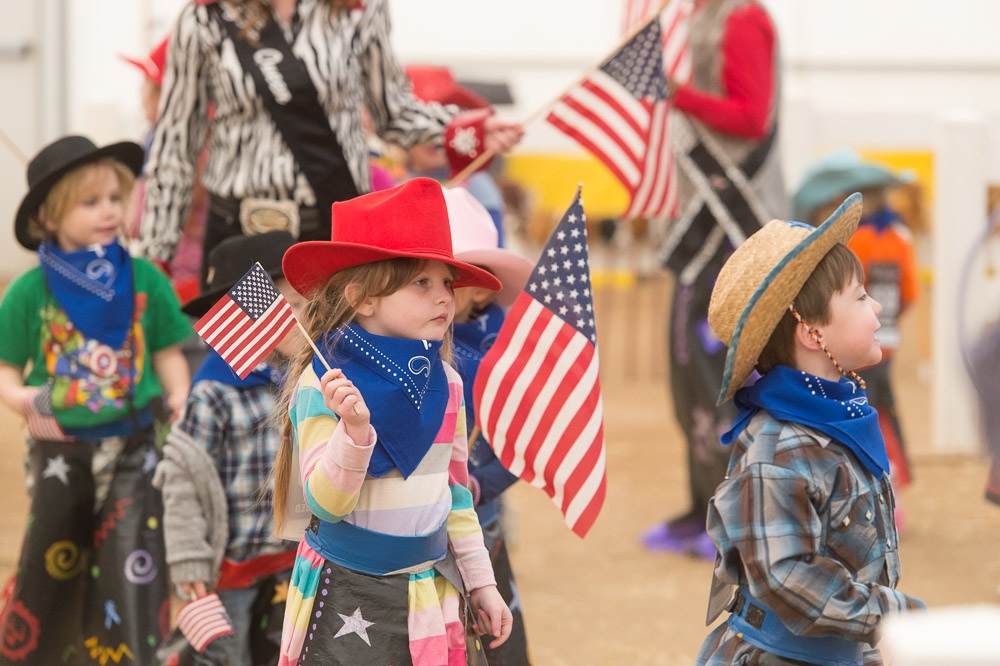 Families enjoy the Stick Horse Rodeo during the National Western Stock Show in Denver. January 15, 2016