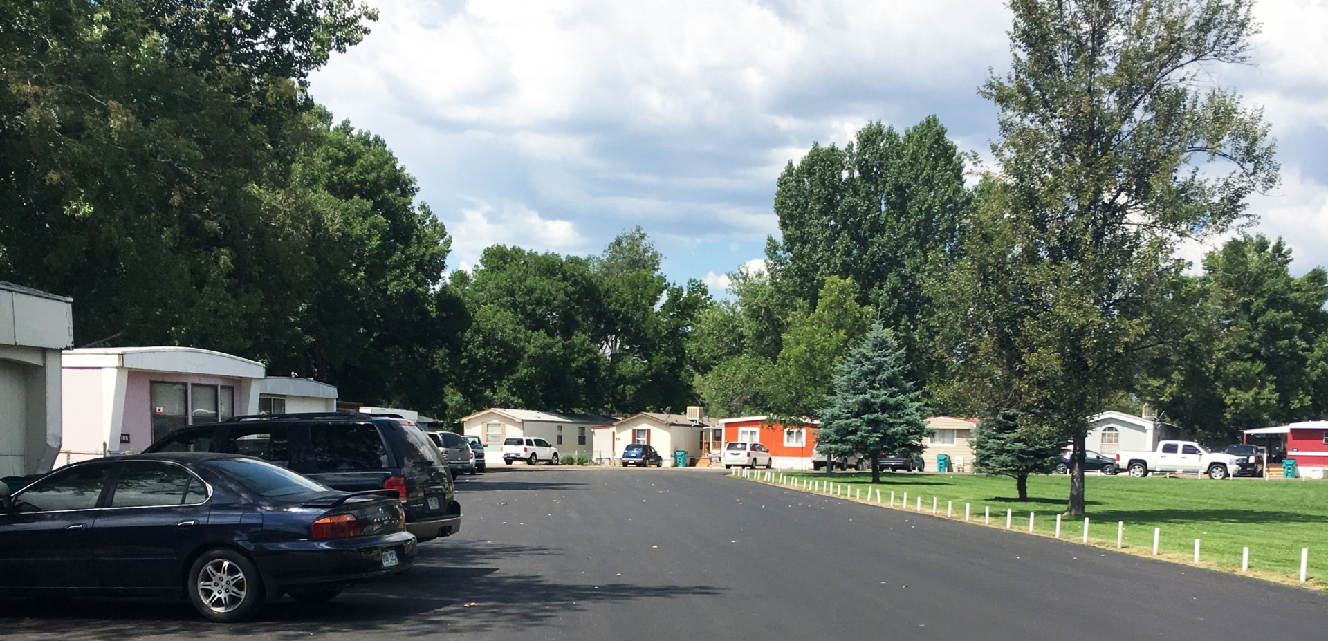 a color photo of Brown Street in the Poudre Valley Mobile Home Park in north Fort Collins