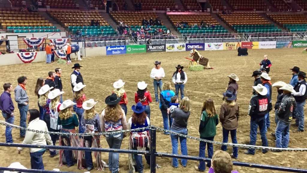 Exceptional rodeo participants in arena
