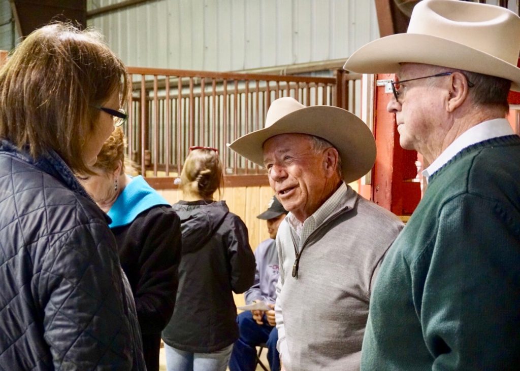 Dr. Jerry Black, director of CSU Equine Sciences department, speaks with attendees at Temple Grandin Equine Center Open House.
