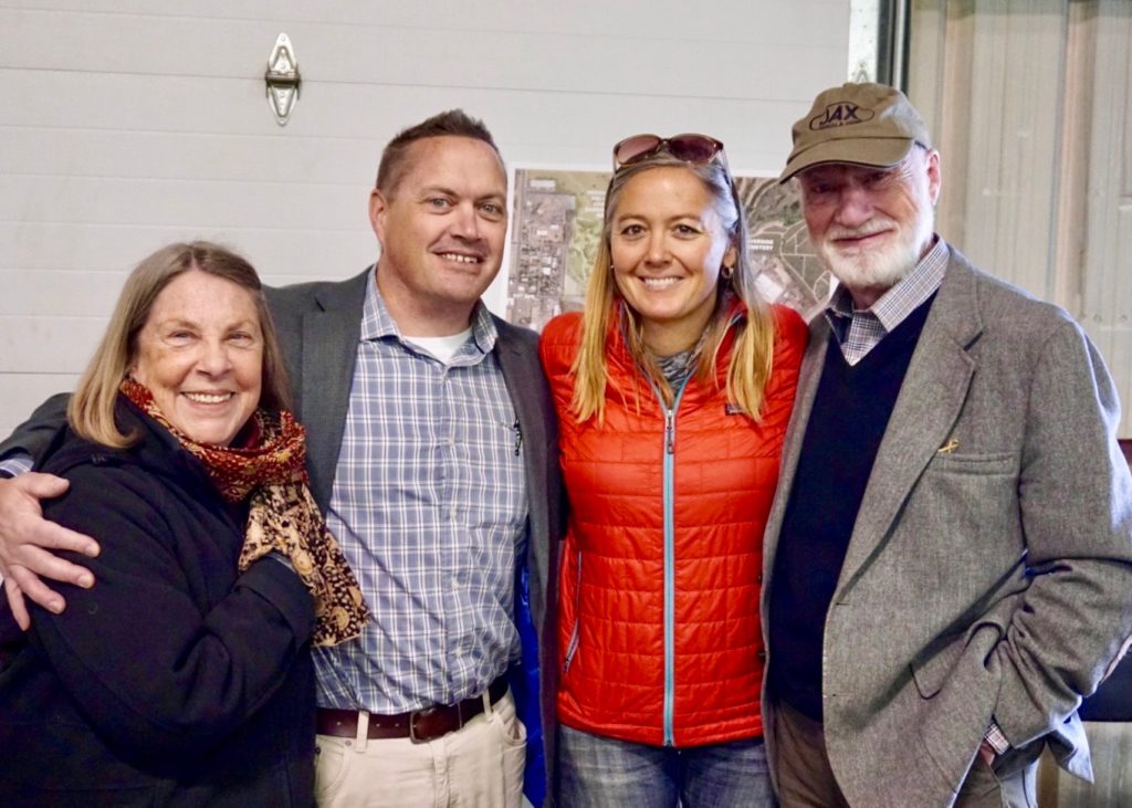 Group photo of four attendees at Temple Grandin Equine Center Open House.