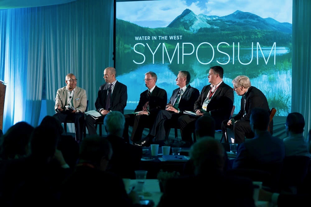 Colorado Impact panelists on-stage at CSU Water in the West Symposium.