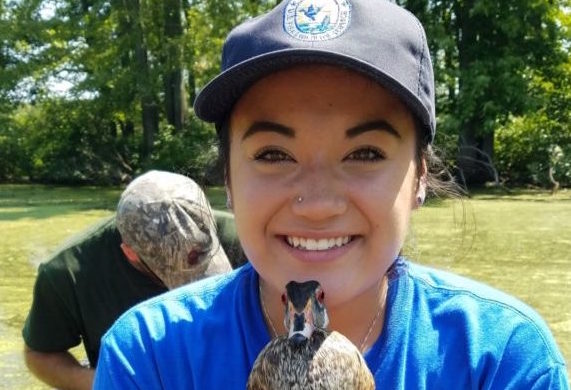 Mikaela Oles with duck