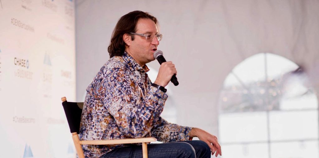 Brad Feld speaking during Denver Startup Weeks session in 2017.