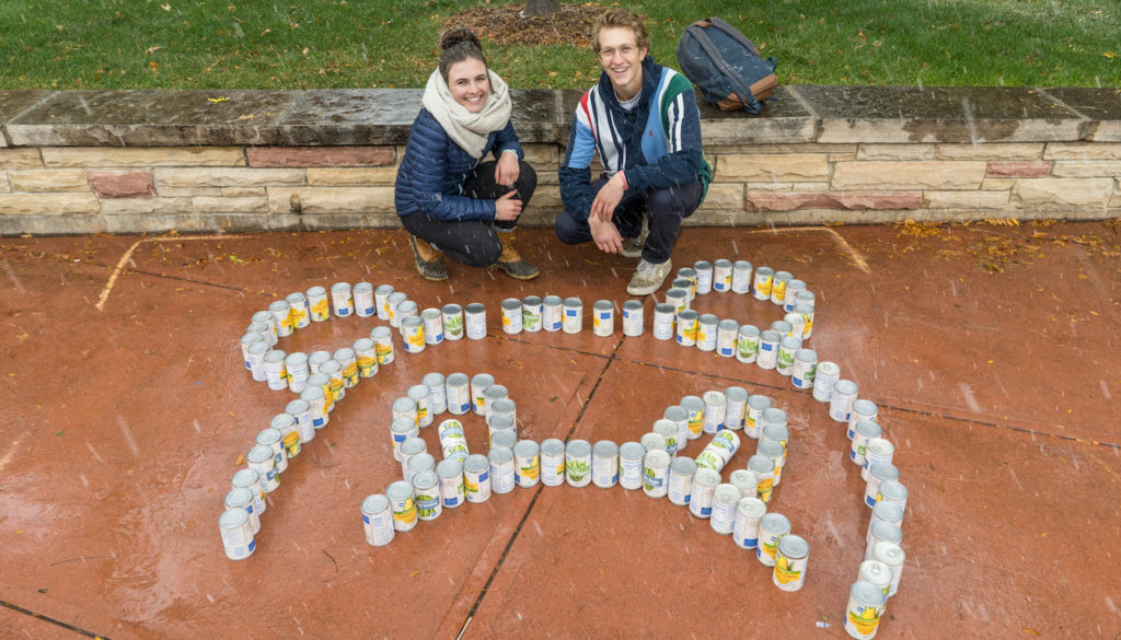 Students with cans