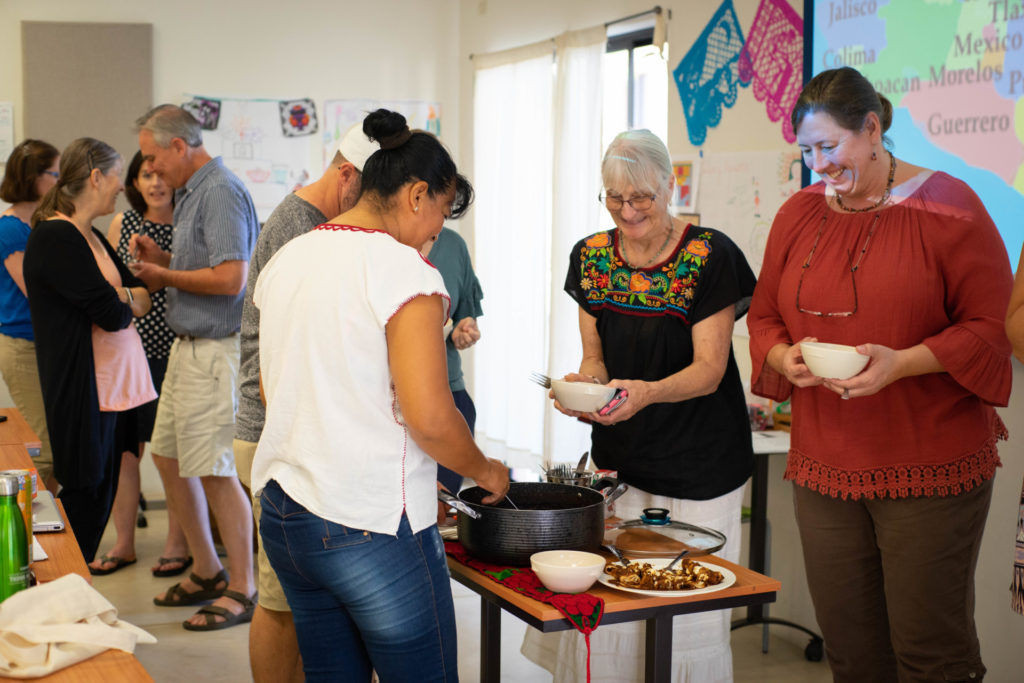Participants of the 2018 Santos Spanish & Culture Immersion Program at the CSU Todos Santos Center enjoy traditional Mexican food.