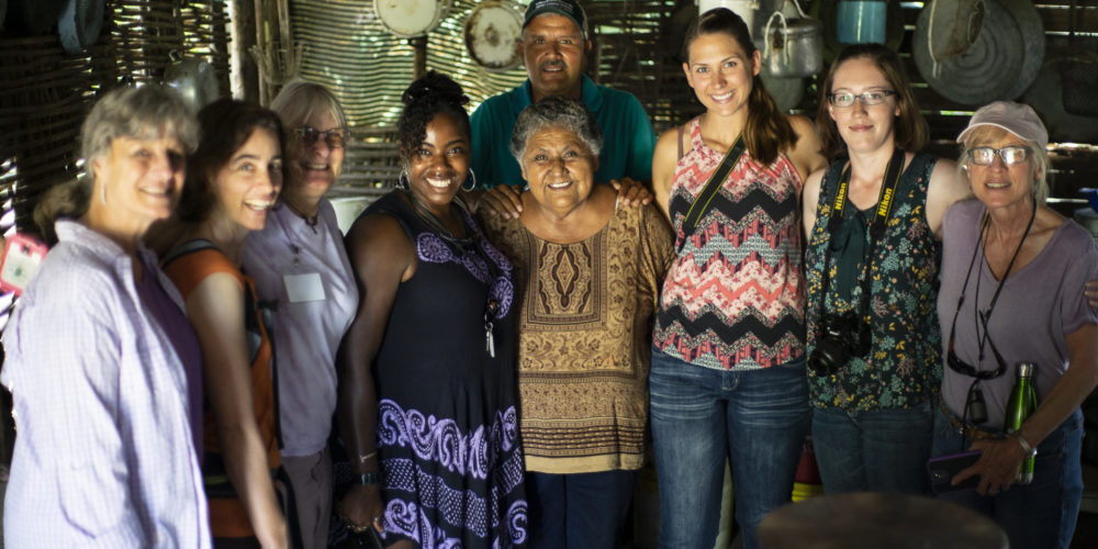 Participants of the 2018 Spanish & Culture Immersion Program at the CSU Todos Santos Center pose with two locals.