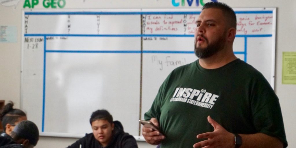 Jesse Ramirez speaks to high school students