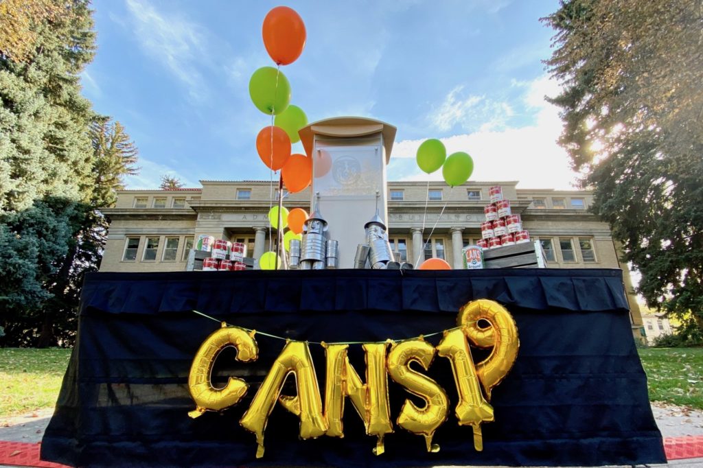 CANS sign with balloons