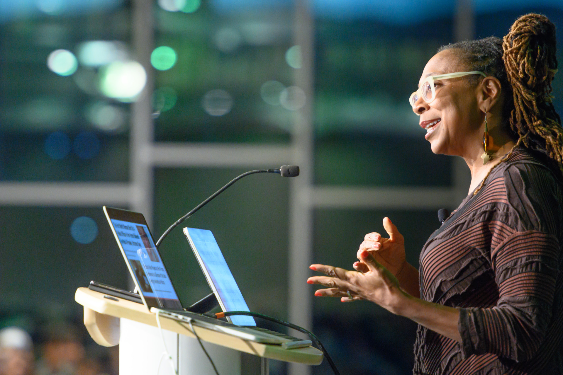 Kimberlé Crenshaw, a professor of law at UCLA and Columbia Law School, delivers a keynote presentation on intersectionality at the 2019 Diversity Symposium at Colorado State University.October 14, 2019