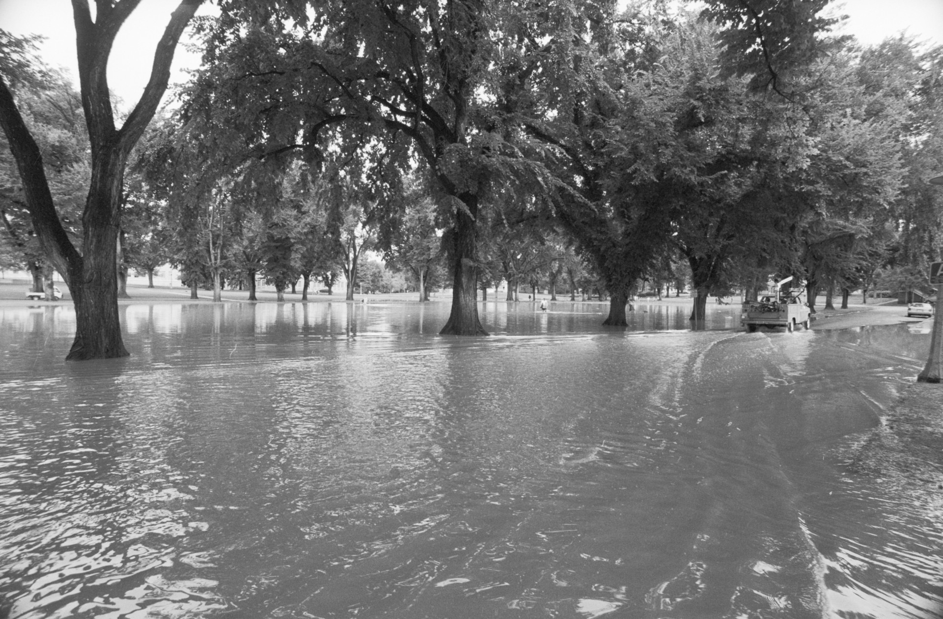 Floodwater on campus
