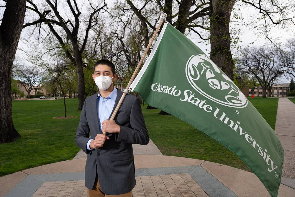 Colorado State University seniors get pictures taken on The Oval as classes finish. May 8, 2020