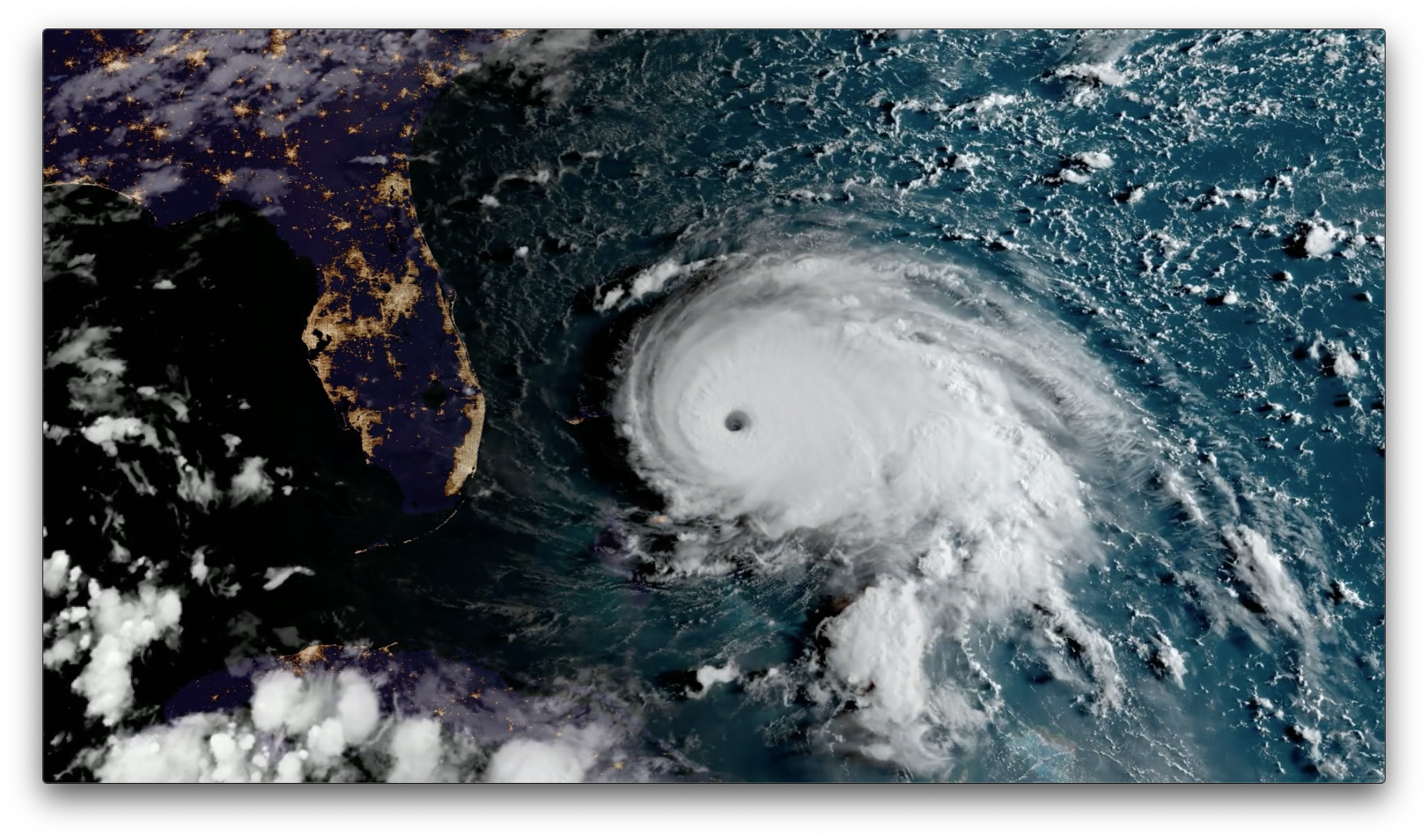 Hurricane Dorian approaching the Bahamas and Florida Coast from September 1, 2019.