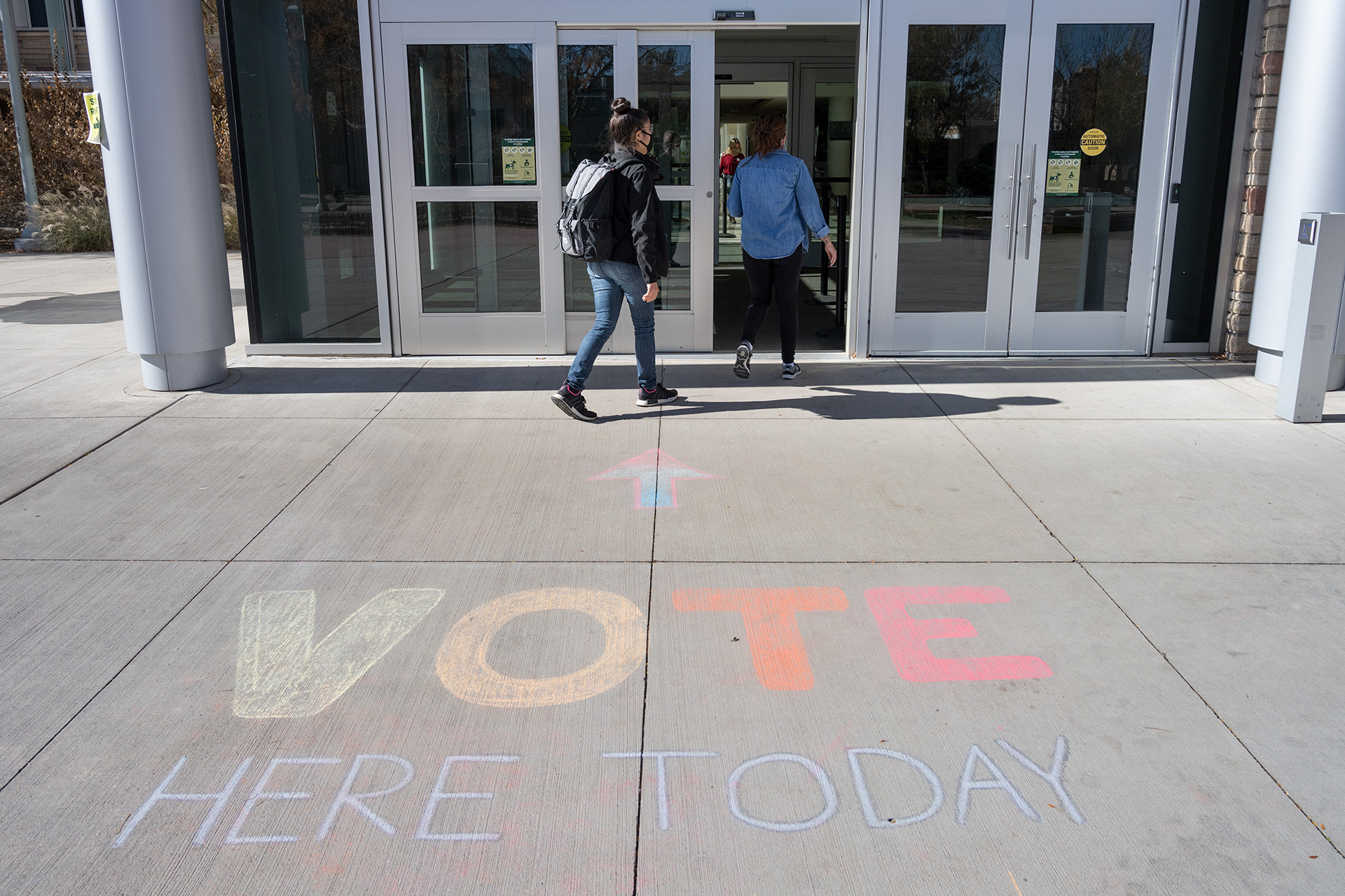 Vote chalk sign outside of Lory Student Center