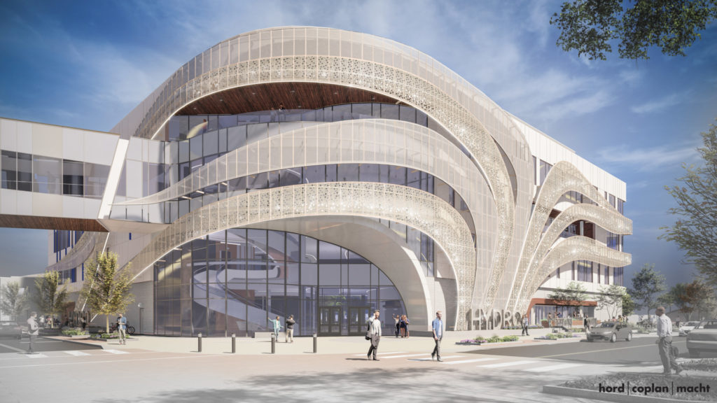 Streetview rendering of the front of Hydro