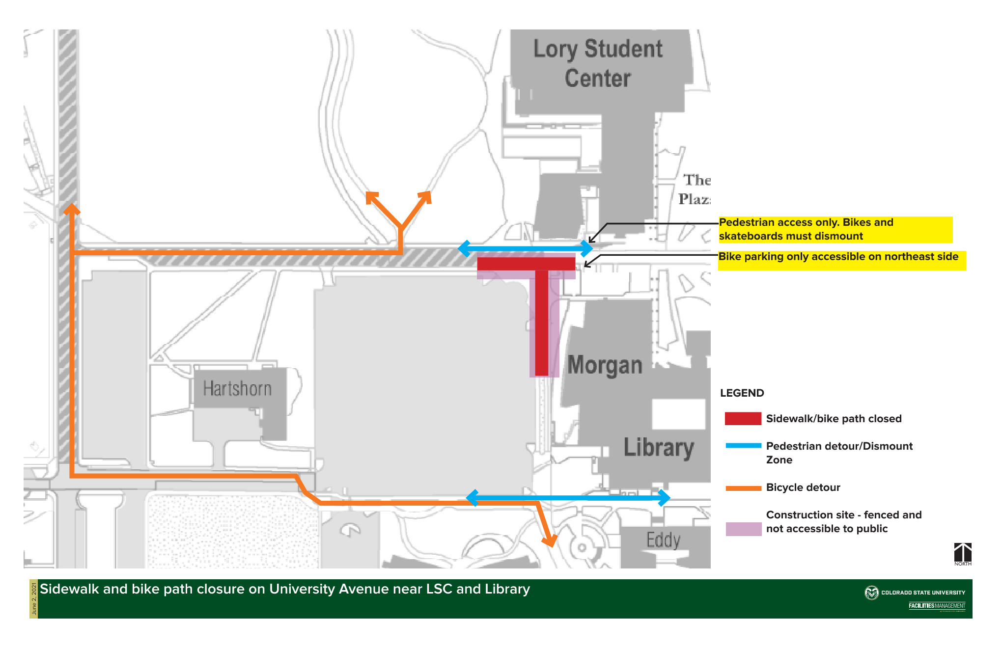 Library LSC Univ Ave PED BIKE Detour Plan
