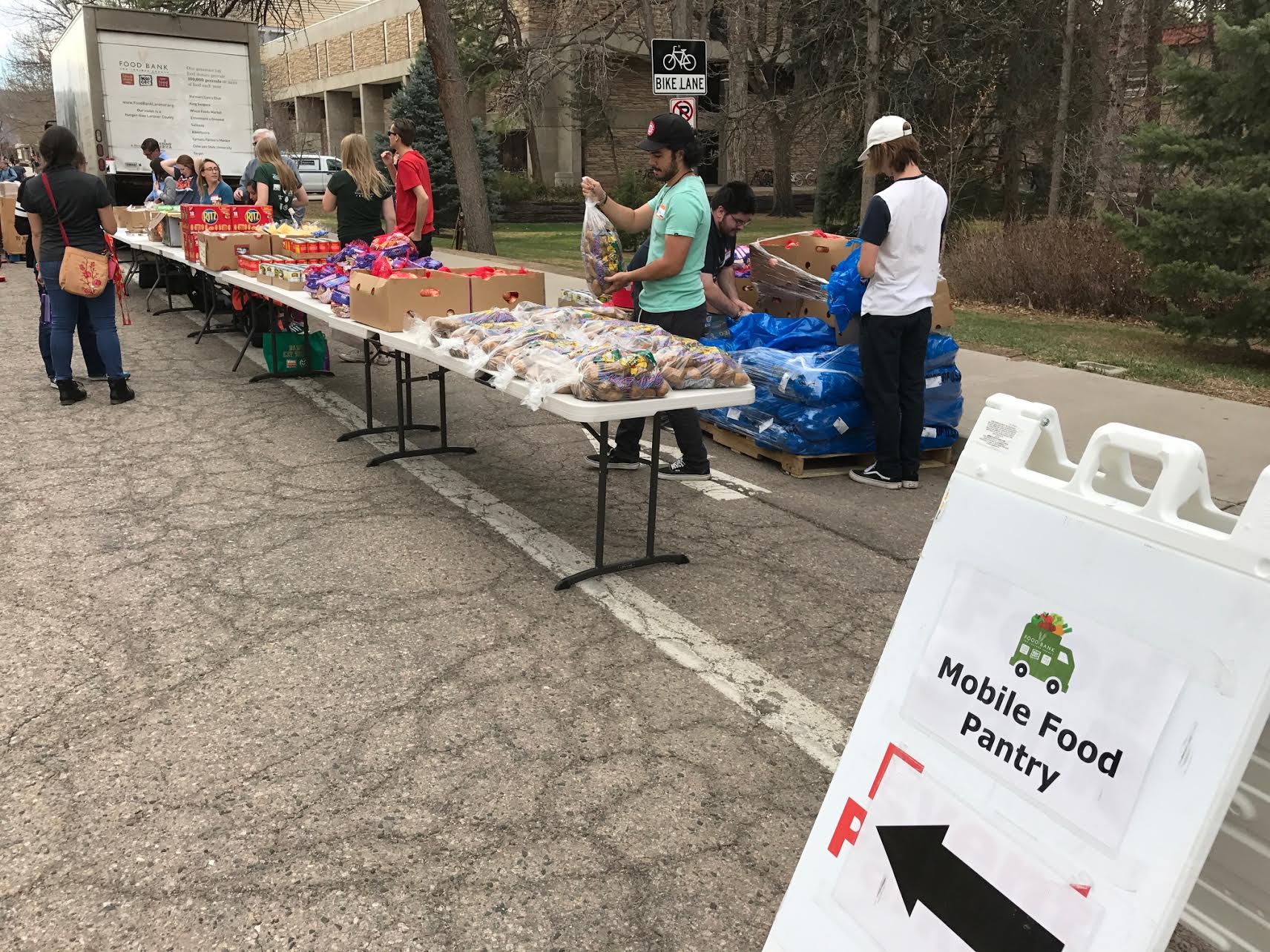 Mobile food pantry outdoors