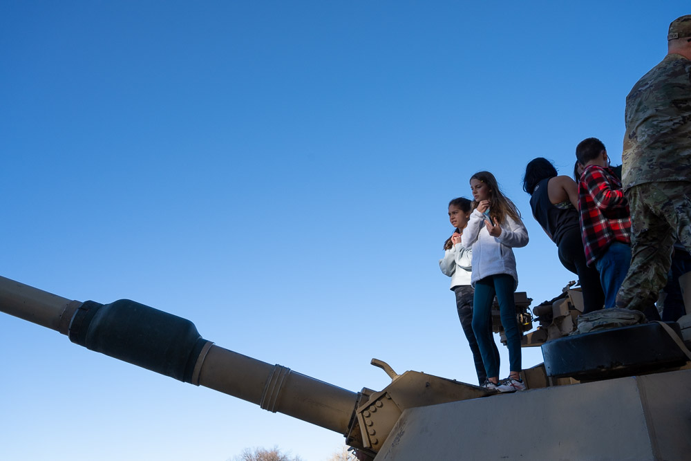Children on a tank at CSU