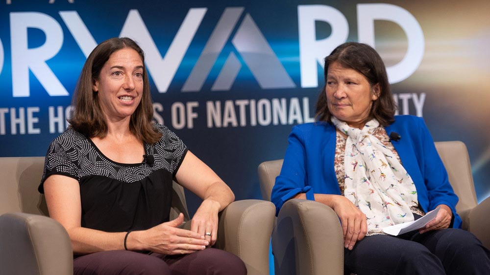 Angela Bosco-Lauth and Tami Bond speak during DARPA Forward