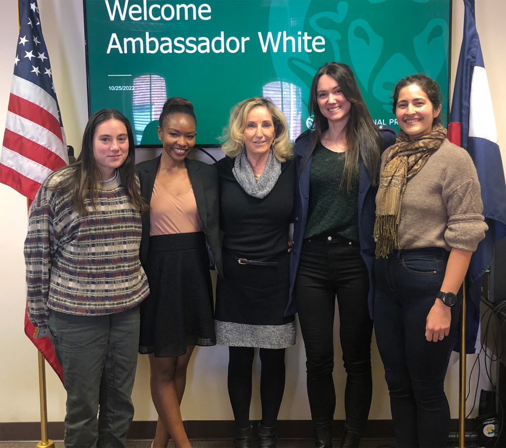 Ambassador White visits with CSU students