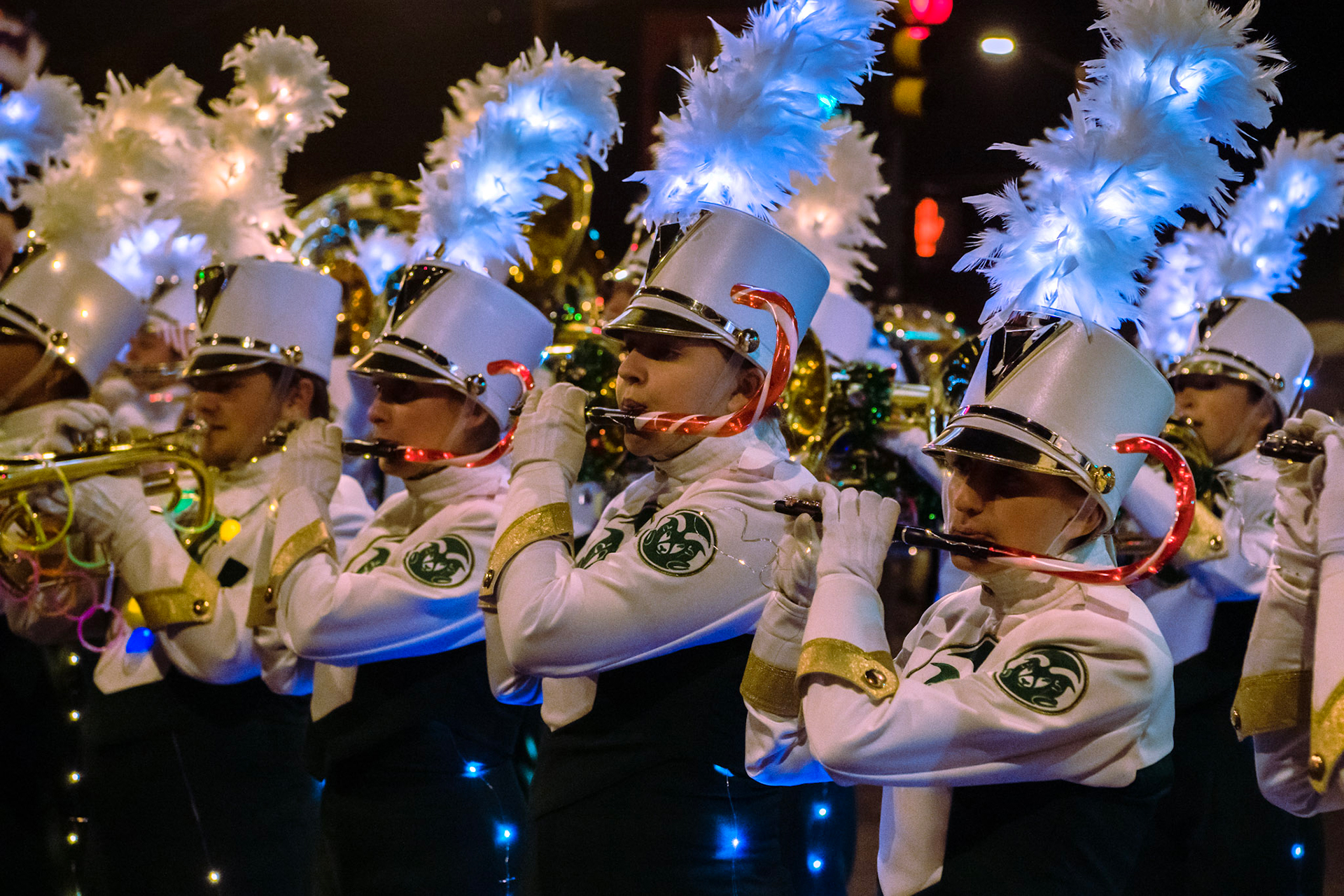CSU Marching Band illuminating Denver’s Parade of Lights on Dec. 3