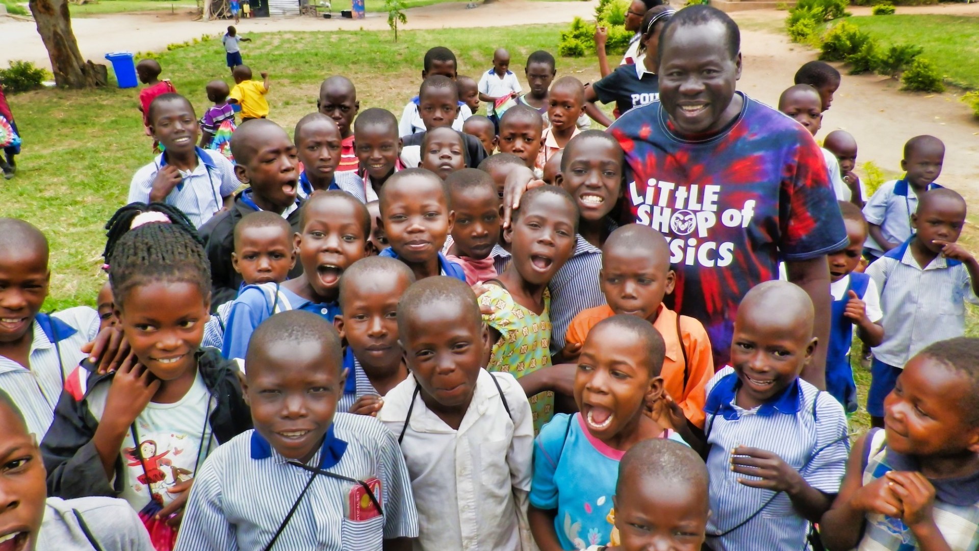 Robert visiting students in Uganda