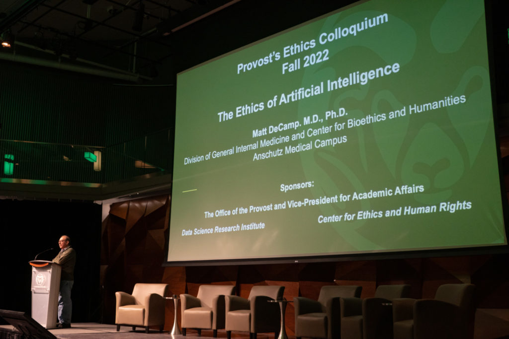Interim President Rick Miranda speaking at 2022 Ethics Colloquium