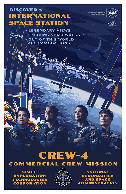 A poster from Crew-4 including mission commander Kjell Lindgren.