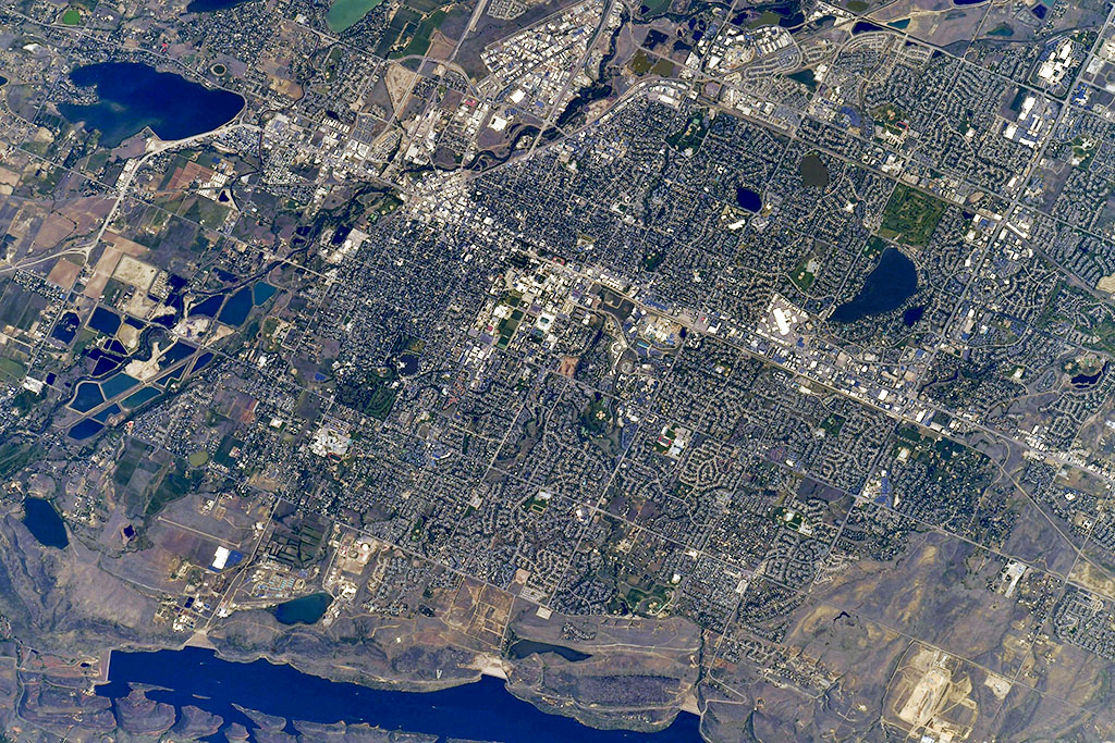 A view from space of Fort Collins taken by astronaut and CSU graduate Kjell Lindgren.